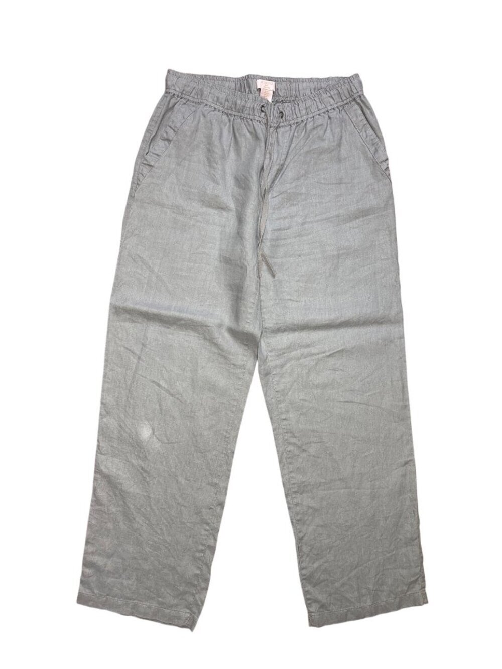 St. Tropez West 100% Linen Gray Elastic Waist Pants With Pockets Women's Size M